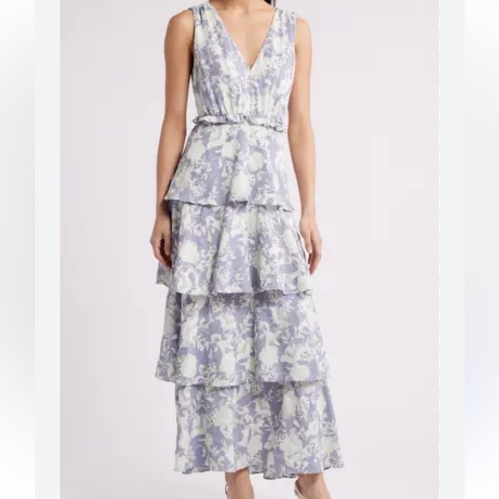 Nordstrom Chelsea28 lilac floral tiered maxi dress size XXL